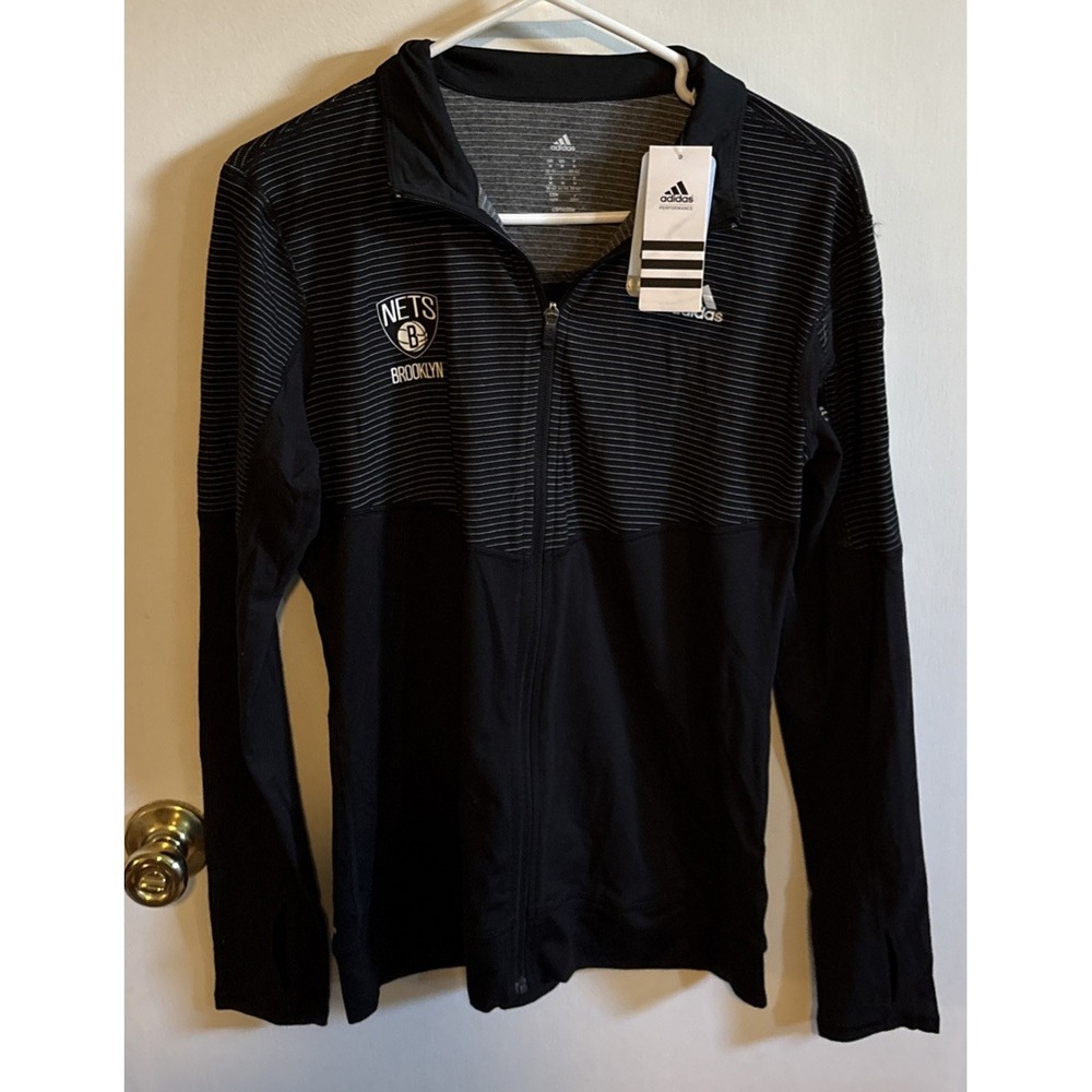 Brooklyn Nets Womens Size M Adidas Full Zip Long Sleeve Shirt New with Tags